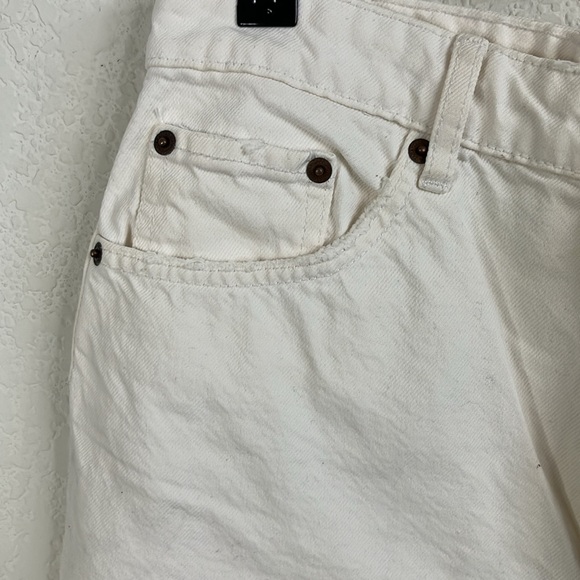 Zara Denim Frayed Distressed Fringe Hem Jean Shorts Button Fly - Picture 2 of 7